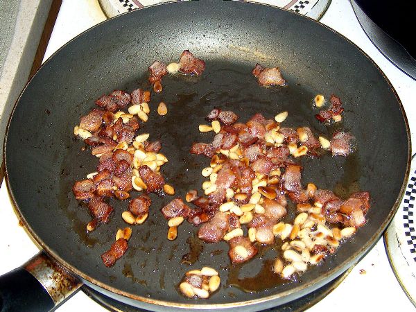 Mix together for last 30 seconds.  Don't overcook the pine nuts.