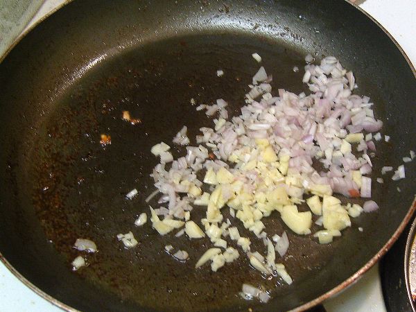Saut shallots and garlic (in this instance, the butter was omitted).