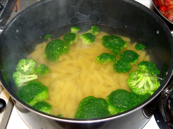 Add broccoli to penne