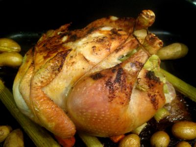 Celery Stuffed Roasted Chicken