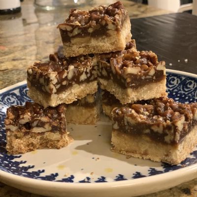 Pecan Pie Bars with Walnut Shortbread Crust