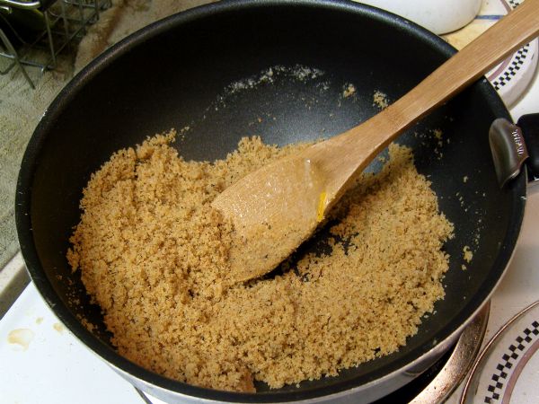 Breadcrumbs soak up the butter and toast