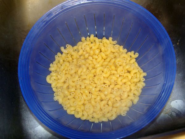 Cook the Macaroni - rinse to stop the cooking