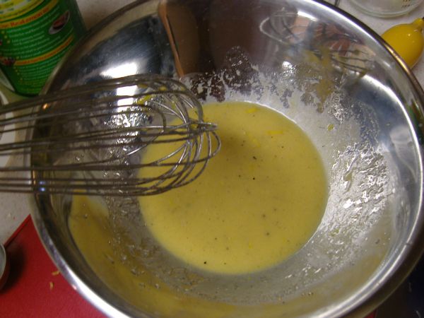 Whisk and then drizzle in the olive oil and continue to whisk until smooth