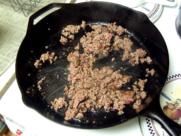 Brown ground beef