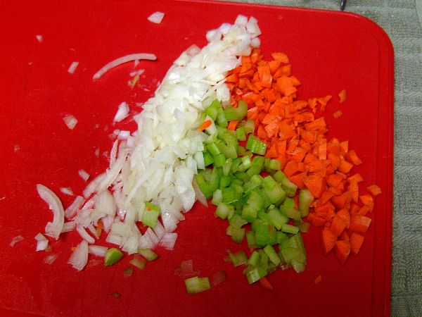 Chop the mirepoix