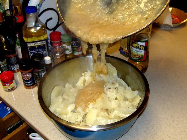 Pour over potatoes