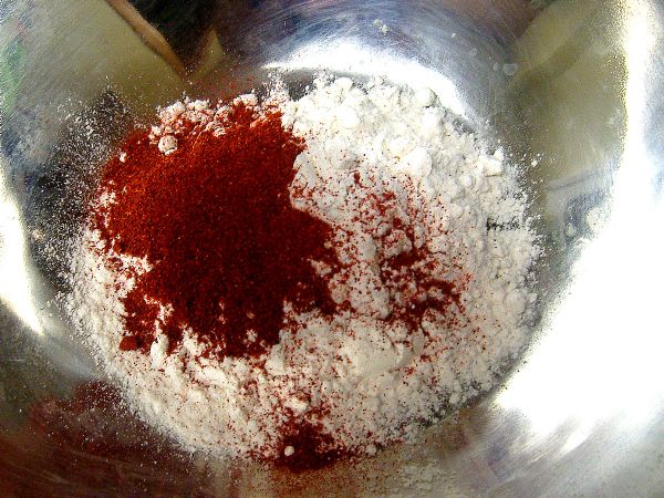 Mix flour and paprika