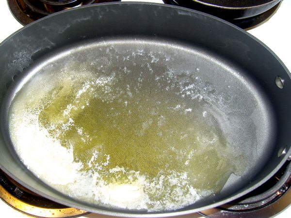 Melt butter - add oil - heat on medium heat