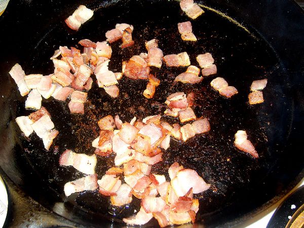 Brown bacon.  Set aside.