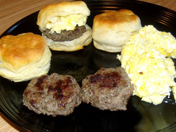Serve with biscuits and eggs (or combine into a sandwich cheese would also be good, of course).
