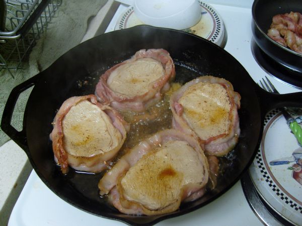 Brown the chops in the bacon grease