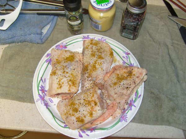 Season the Chicken Thighs (salt, pepper and curry)