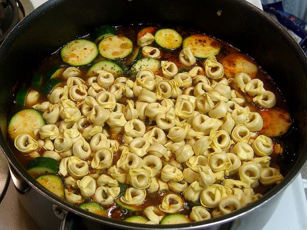 Add tortellini (also 10 minutes to go)