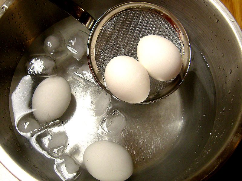 Move to ice bath to stop the cooking