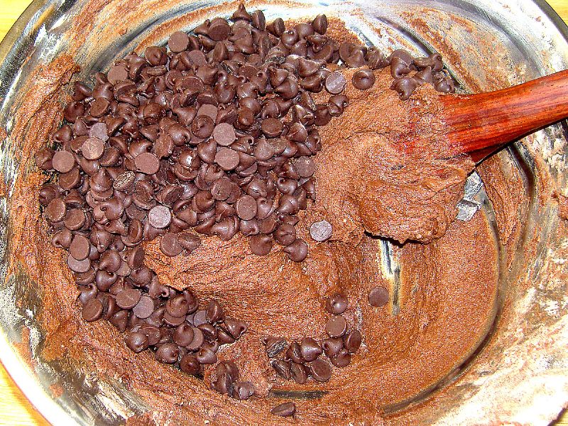 Add chocolate chips (sometimes I mix in some chocolate chunks with the chips).