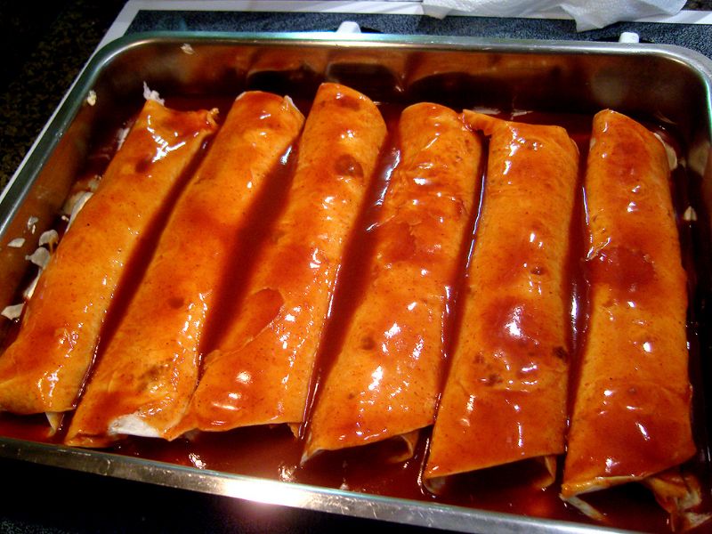 Top with enchilada sauce