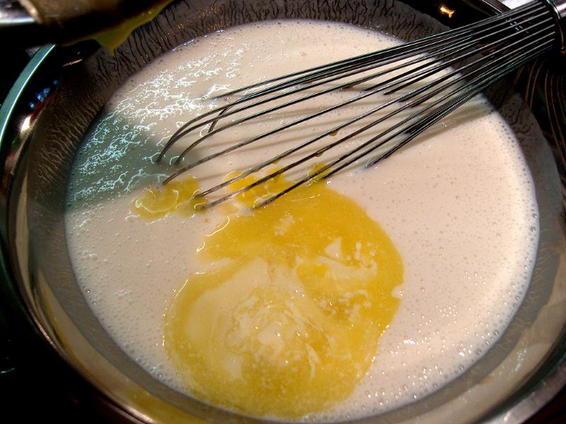 Add egg yolk mix to the buttermilk