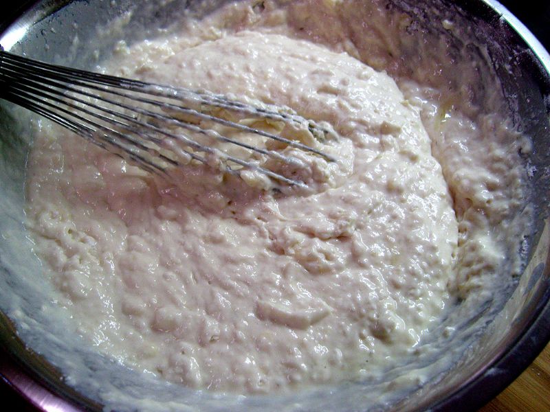 Mix - no need to overmix, just get so the flour is combined