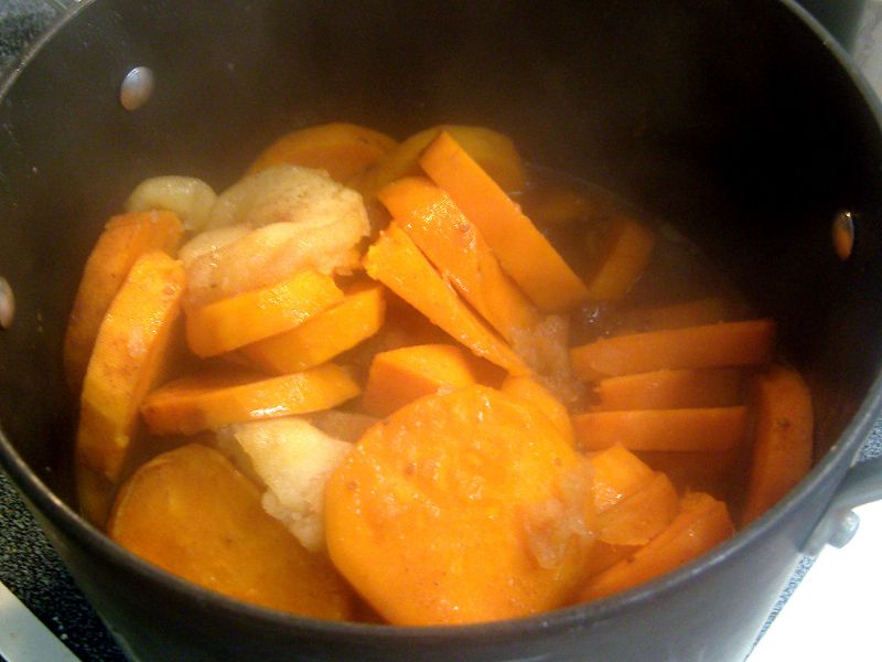 Sweet potatoes are done (you could serve them here if you wanted)