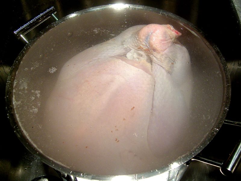 Fully cover the turkey with water.