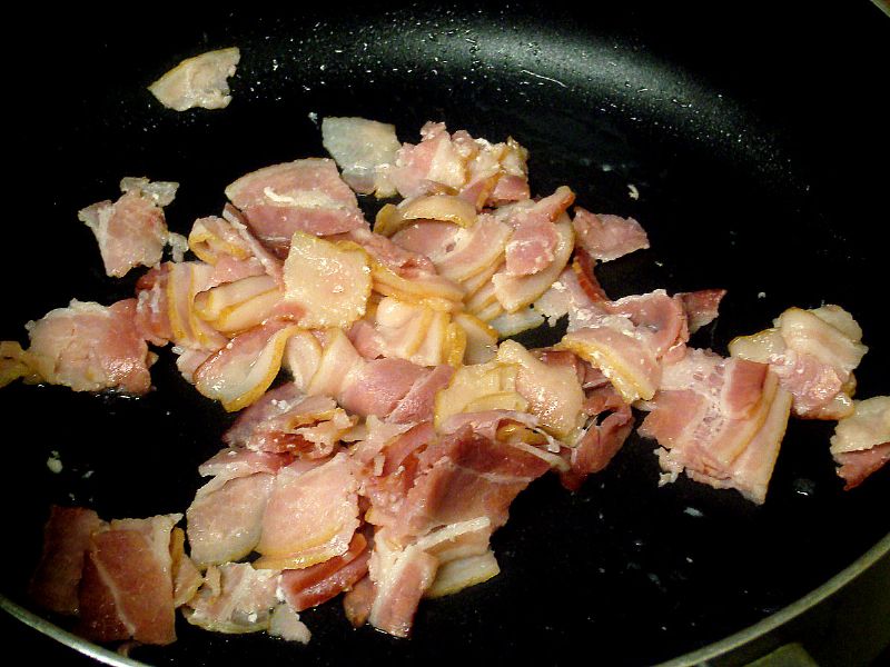 Meanwhile, cook the bacon.