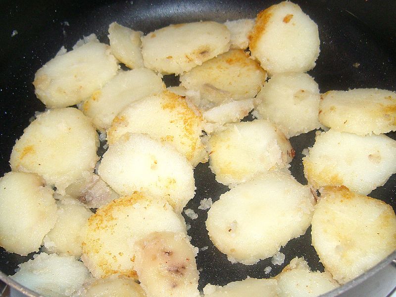 The potatoes will start to brown.