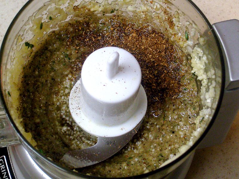 Add the fennel, coriander and cumin mixture and the crust mixture is done.