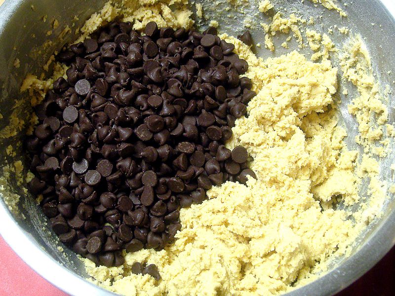 Add chocolate chips and mix together