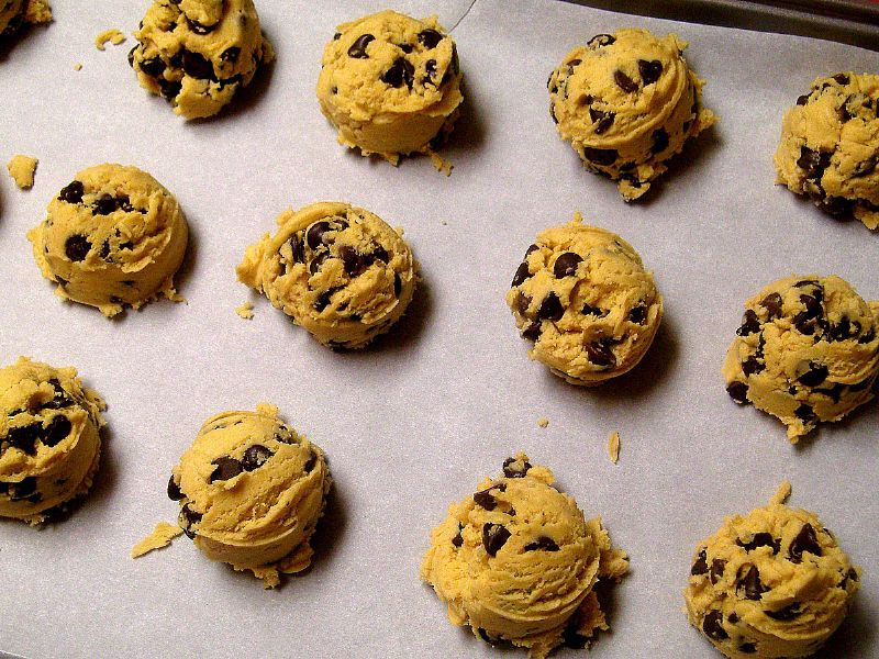 Place rounded cookies on a parchment lined tray. Bake 325 degrees, 12 - 17 minutes.