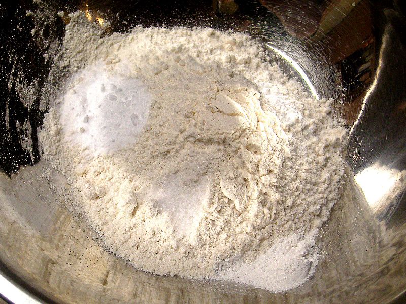 Sift the flour, baking powder, baking soda, cream of tartar, and salt.