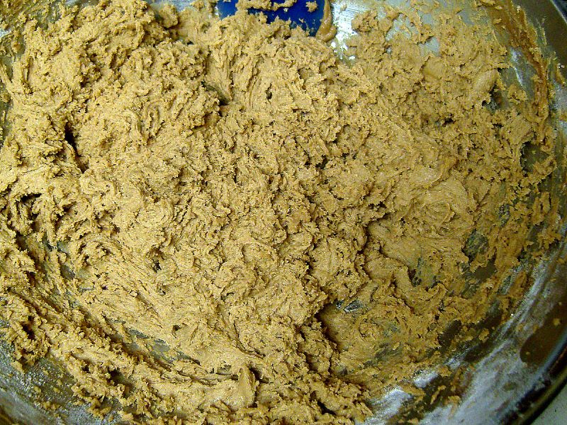 The mixture looks like a cookie dough.