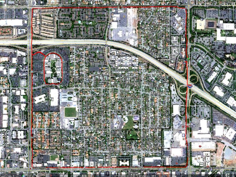 Cupertino, CA - 4.67 Miles  ran from the hotel and once around Infinite Loop (Apple HQ)