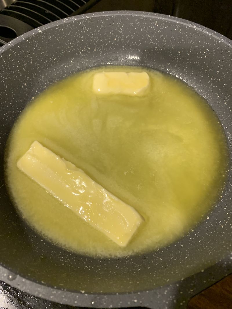 Melt the butter and place in stand mixer.