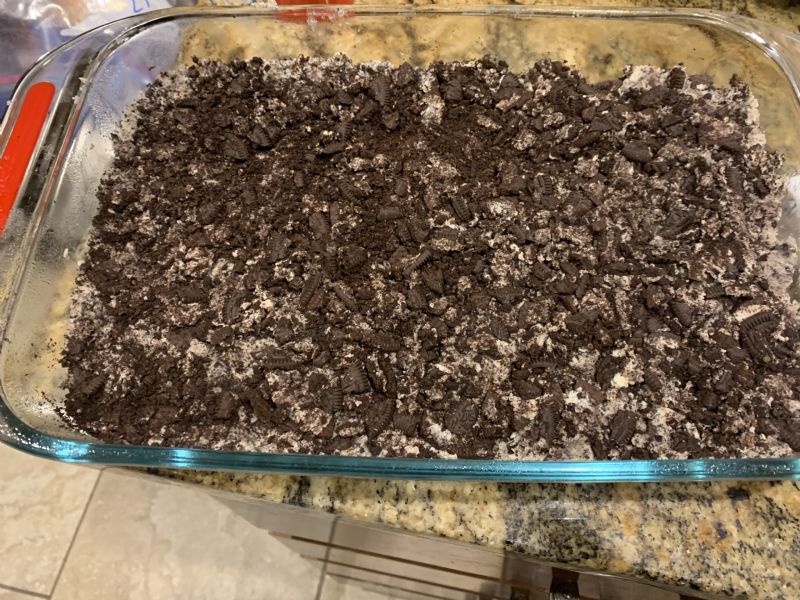 Press top layer of Oreos onto the top.