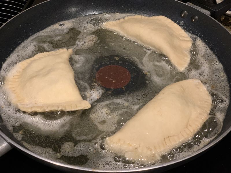 Place in the skillet.  About 1 and a half minutes on each side.