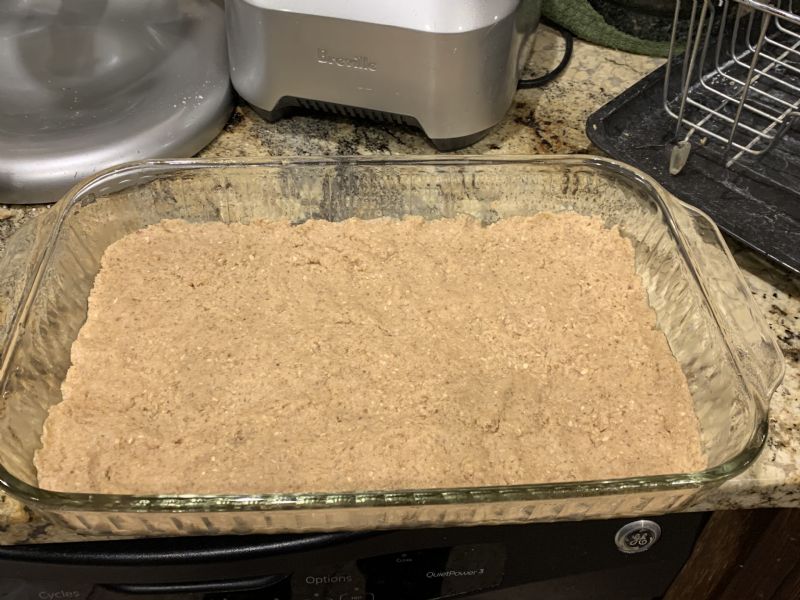 Press 2/3rds of the dough into the prepared dish