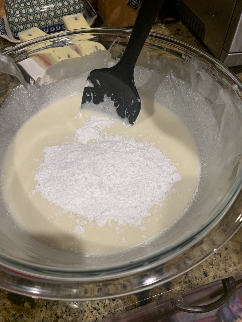 Add the salt and powdered sugar