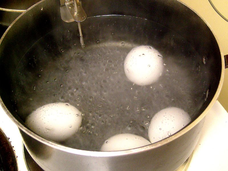 Bring to a boil. I use my cooking thermometer to tell me when the water is about to boil.